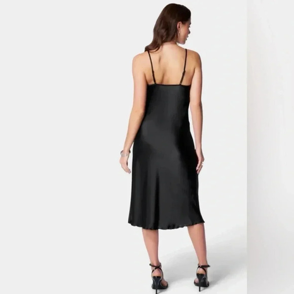 bebe | SATIN COWL NECK SLIP MIDI DRESS | Sz M - Picture 3 of 9